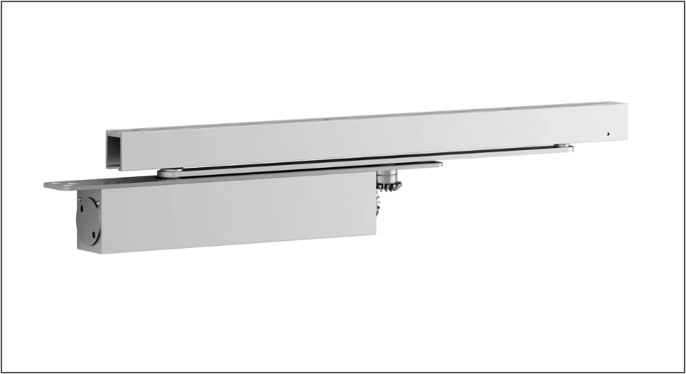 Recessed door closer - concealed in the leaf  